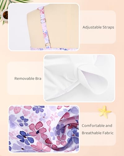 Image of Girls Two Piece Tankini Swimsuit with Skirt Summer Bathing Suit with Chest Pad Swimwear 7-16 Years