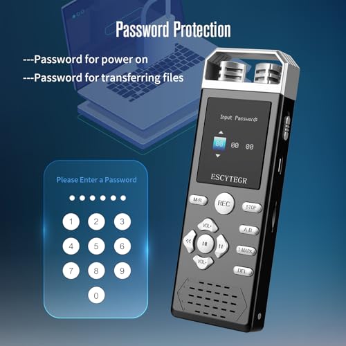 image for ESCYTEGR 144GB Digital Voice Activated Recorder 1536KBPS Audio Voice R