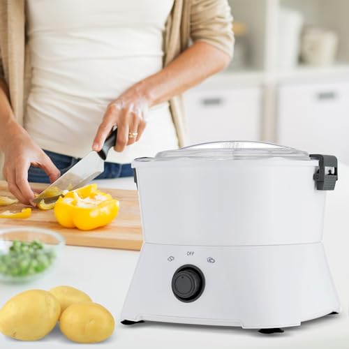 Kartoffelschäler Elektrisch Kartoffelschälmaschine Elektrischer Schäler 800g Kapazität 85 Watt Schälmaschine mit Salatschleuder, Kunststoff, Weiss, 23.6 * 28.3cm Kartoffelschäler Elektrisch Kartoffelschälmaschine Elektrischer Schäler 800g Kapazität 85 Watt Schälmaschine mit Salatschleuder, Kunststoff, Weiss, 23.6 * 28.3cm