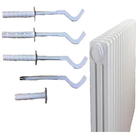 4X Universal Designer Radiator Wall Mount Brackets (White) with Free Fixing Kit Cover