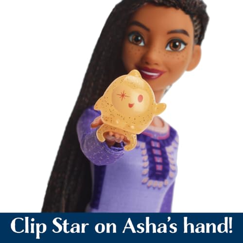 Mattel Disney Wish Singing Asha of Rosas Fashion Doll & Star Figure, Posable with Removable Outfit, Sings “This Wish” in English - image 4