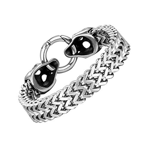 Urban Jewelry Skull Head Gothic Biker Bracelet for Men 316L Stainless Steel Mens Link Bracelet3
