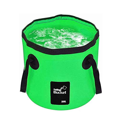 Conteneur de stockage de camping 20L avec seau pliable vert
