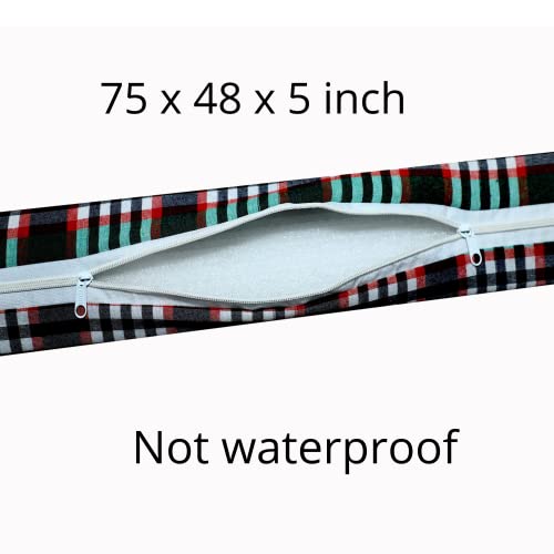 Image of Bed Cover, Mattress Cover Cotton Mattress Protector Bed Covers with Zip (Green Check, 75 x 48 x 5 inch, 6.25 feet X 4 feet X 5inches)