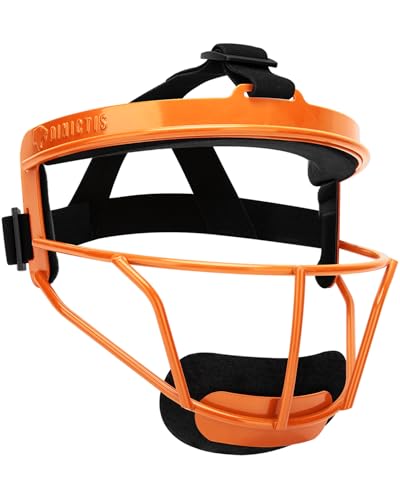 Dinictis Softball Face Mask Lightweight Comfortable with Wide Field Vision Durable and Safe Face Guards Premium Protective Softball Fielders Mask-Vibrant Orange-Youth(M)