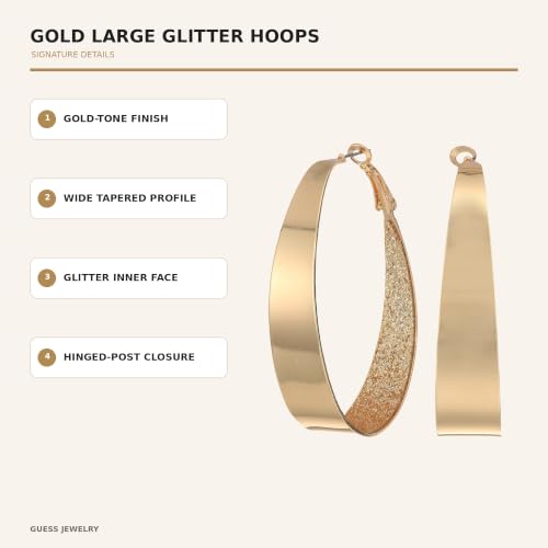 Image of Guess Large Oval Glitter Hoop Earrings