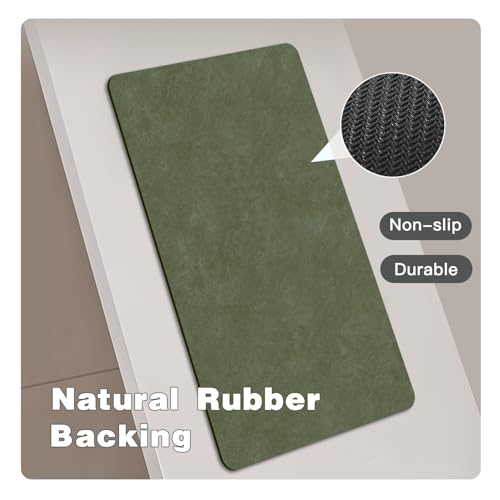 Bathroom Mat Quick Dry, Bathroom Rugs Non Slip Washable Thin Absorbent Bath Mat Fits Under Door Bathroom Floor Mat Perfect for Bath, Shower, or Sink 36"x48" Sage Green