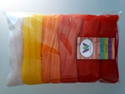 Assorted Colours* 100% Merino Wool Tops for Wet & Dry Felting, Roving Wool Tops, Packs of 60 Grams (Grey 60 g)