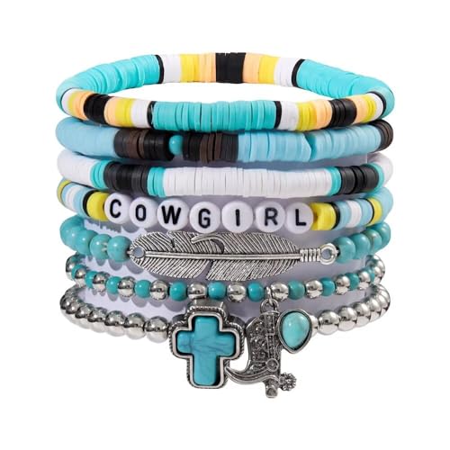 Bracelets de botte de vache élastiques turquoise anti-pincement pour femme