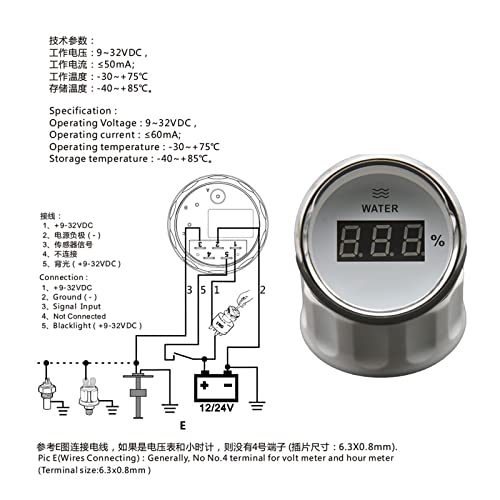Waterspiegel digitale display watertankniveau indicator met sensor 0-1900OHM for auto-autobootpetrol dieselvoertuig 12V… - Image 4
