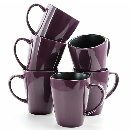 Elama EL-MULBERRY-6PC-CUPS 16 Ounce Stoneware Soft Square Coffee And Tea Mug Set cover