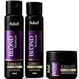 Kit Shampoo Matizador Blond Platinum Asbel – Shampoo 300ml + Condicionador 300ml + Máscara 300g – Efeito Platinado
