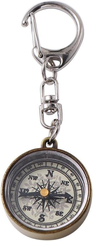 Brújula metálica vintage con cadena y llavero miniatura 1