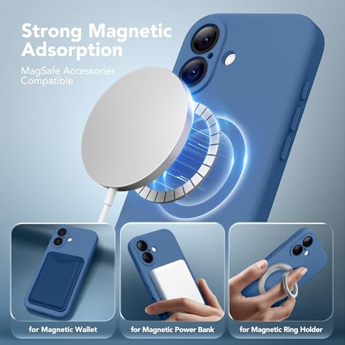 Image of Magnetic for iPhone 17 Case, Compatible with MagSafe, [Full Camera Protection][Screen Protector] Silicone Shockproof Protective Phone Case for iPhone 17 6.3 inch, Lake Blue