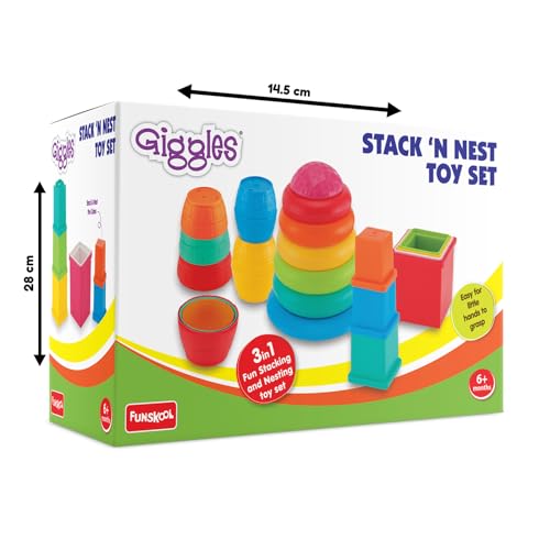 Giggles Funskool Stack N Nest, Nesting & Stackable Toy Blocks for Kids, Encourages Learning & Development, Fun Activity for Babies, Gift Set for Kid, Age 6+ Months - Image 4 thumbnail