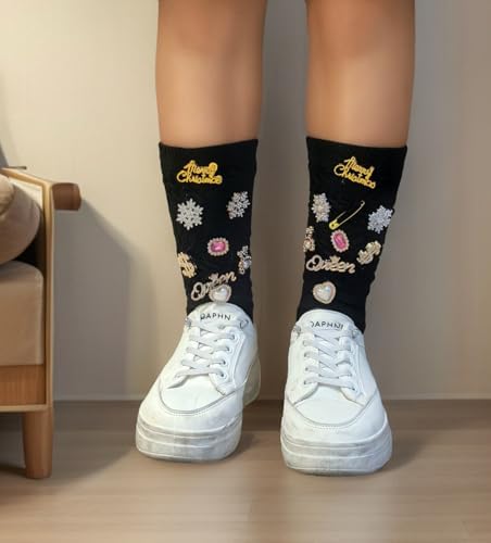 Christmas Charms for Socks - 24pcs Rhinestone Brooches & Pins for Women - Bulk Bling Gold Junk Sock Charms & Shoe Pins for Sambas & Sneakers - Women's Hat, Clothing Crafts & Jewelry Kit - 4