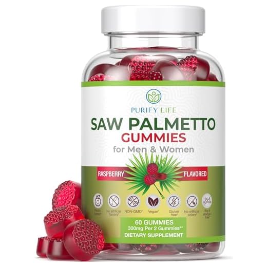 Potent Saw Palmetto Gummies (60 chews 300mg) Saw Palmetto Extract Prostate Supplements for Men, DHT Blocker for Women Hair Growth, Hormonal Balance, PCOS Hair Loss, Urinary Tract, Gluten-Free & Vegan
