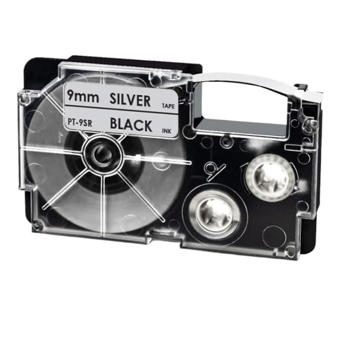 XR-9WE�ƌ݊����̂���9mm���x���e�[�vXR9YW XR9X���x�����[�J�[�́AKL-120 KL-60 KL-100 KL-750B KL-780 KL820 KL7000 KL7200�œ��삵�܂�(Black on Silver)