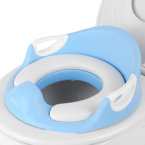 BAMNY Riduttore per WC per Bambini, Forma Ergonomica, Ergonomico Riduttore Water con Braccioli, Imbottito, Schienale, Paraspruzzi, Base Antiscivolo (blu)