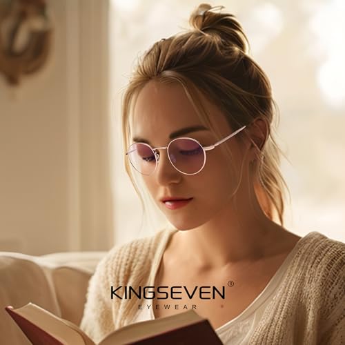Image of KINGSEVEN Anti-Blue Light Glasses,Ultra-Light Frame Glasses For Men And Women, Prevent Eye Fatigue And UV Glare