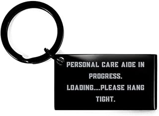 Unique Idea Personal care aide Keychain, Personal Care Aide in Progress..., Gag Black Keyring For Colleagues From Coworkers, Personal Care Aide Gifts, Best Personal Care Aide Gifts, Unique Personal, Black, Small
