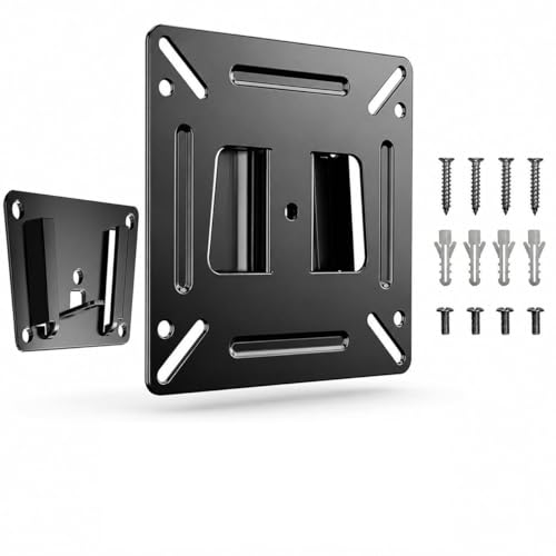 Image of Latin Fixed TV Wall Mount Bracket for 14-24 Inch LED /LCD TVs & Monitors | Universal Low Profile Slim Wall Mount | VESA 75x75 & 100x100 mm Compatible | Heavy Duty Metal Support up to 15kg