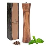 Ecobuna® hochwertige Pfeffermühle aus Akazienholz, Gewürzmühle mit Keramikmahlwerk, Salzmühle, Pfeffermühle groß, Geschenkidee Küche (ca. 26 cm hoch)