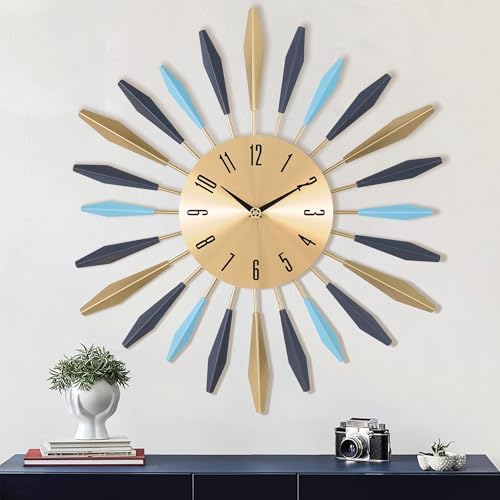 Lafocuse 23 Inch Silent Metal Mid Century Wall Clocks for Living Room ...