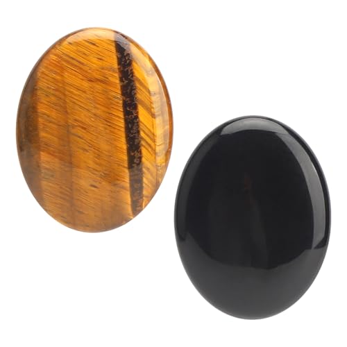 APOMOONS 2PCS Pietra Curativa Occhio Di Tigre, Tigre Dreoccupazione Ovali, Pietra Energetica, Ossidiana, Sollievo Dallo Stress