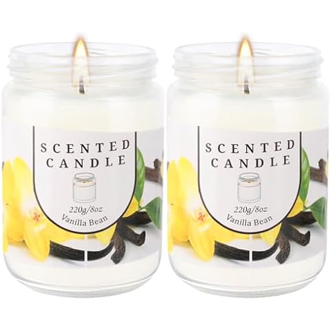 2 Pack Vanilla Bean Odor Elimination Scented Candles Gift Set for Women, Soy Wax Aromatherapy Candles for Home Cover