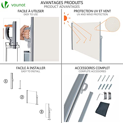 Auvent rétractable 1m60x3m robuste avec sa bâche de protection