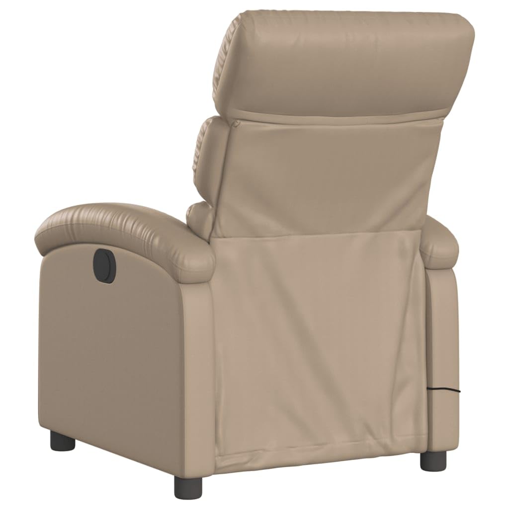 Sillon Relax Reclinable de Masaje eléctrico Cuero Sintético Capuchino