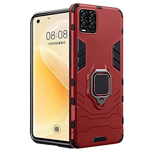 Image of WOW IMAGINE Shock Proof Back Case Mobile Cover for Realme 8 | 8 Pro | Bumper Back Cover Case (Tough Armor | Hybrid PC + TPU | Full Protection with Ring Holder & in-Built Kickstand | Red)