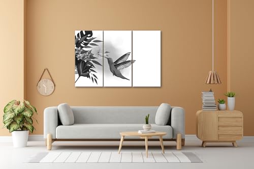 Impression d'art sur châssis grand format colibri et flore tropicale