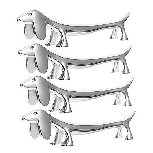 4 箸ホルダー ヘラ ツール ホルダー ブラシ ホルダー かわいい カトラリー ホルダー フォーク ホルダー スプーン ホルダー 犬 箸枕 箸スプーン ホルダー フォーク ホルダー 食器 オーガナイザー 合金 シルバー