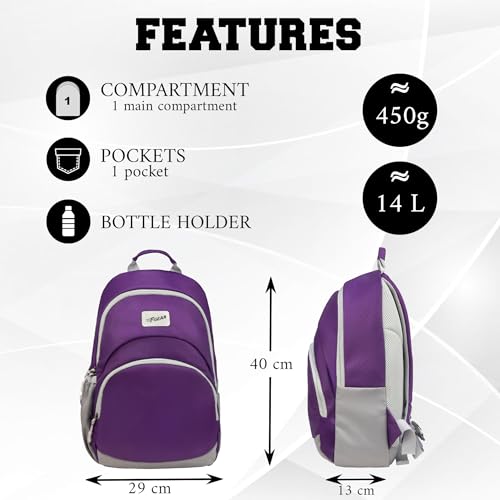Image of F Gear Lume 14L Soft Backpack | Water Resistant Fabric, Lightweight Unisex Daypack with 1 Compartment & 1 Pocket | Perfect for College, Office, Travel & Everyday Use for Men & Women