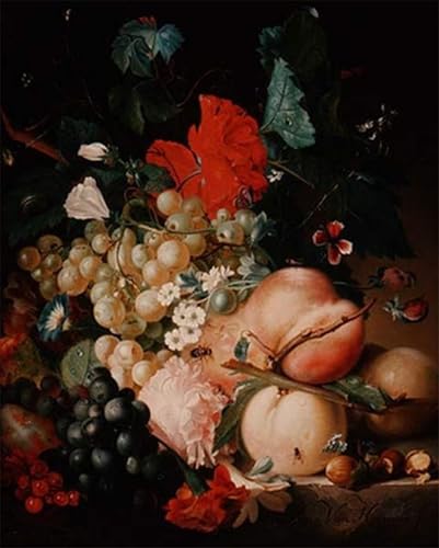 Tableau peinture sur toile de fleurs Jan Van Huysum 60x90cm