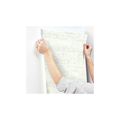 RoomMates RMK9038WP Stuccoed White Brick RMK9038, 20.5" nx 16.5 feet, Off-white - Image 3