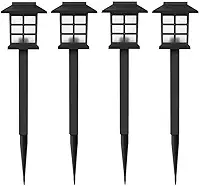 Luminária Solar LED Espeto de Jardim – Recarregável pelo Sol, Decoração para Áreas Externas (4 PÇ (Branco Quente))