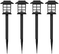 Luminária Solar LED Espeto de Jardim – Recarregável pelo Sol, Decoração para Áreas Externas (4 PÇ (Branco Quente))