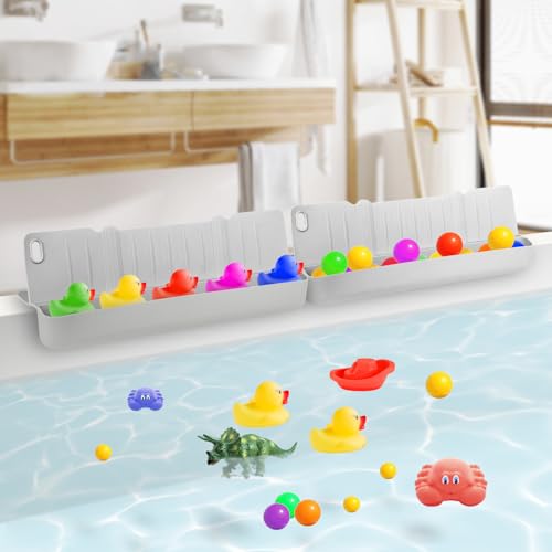 Image of 2Pcs Bathtub Splash Guard for Tub Kids, 4 Suction Cups Attach to Bathtub，Bathroom Toy Storage，for Bathtubs with Rims Larger Than 1.78"