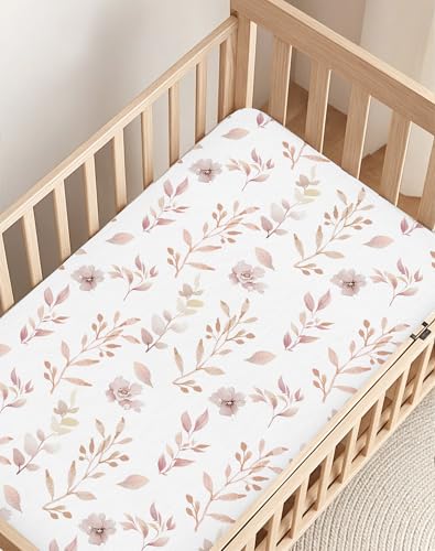 Image of Crib Sheets for Boys and Girls, 2 Pack Fitted Baby Sheets for Standard Toddler Mattress 28 inch x 52 inch, Soft Breathable Jersey Knit Baby Bedding (Elephant Dream)