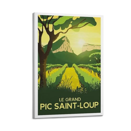 Toile Pic Saint Loup poster rétro impression d'art mur
