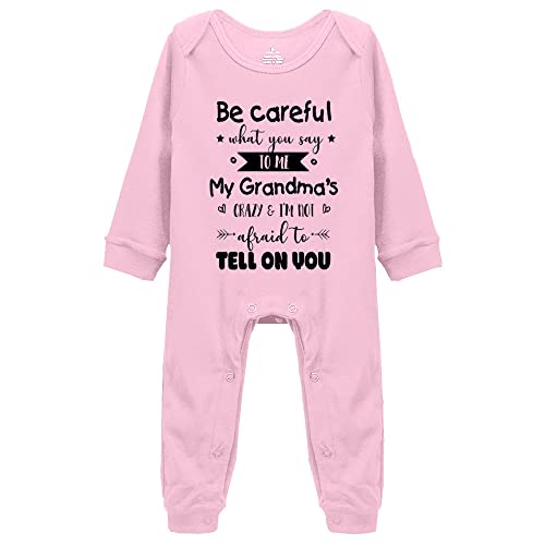 Be Careful What You Say to Me My Grandma's Crazy Bodysuit Infant Baby Girls Boys Bodysuits