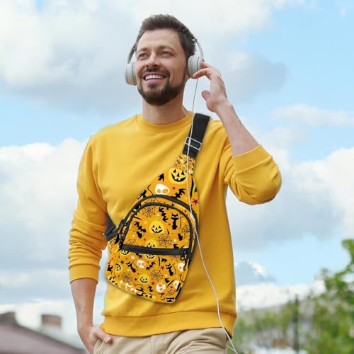 Mochila bandolera unisex ideal como regalo de Halloween con diseño de calabaza y gato 3