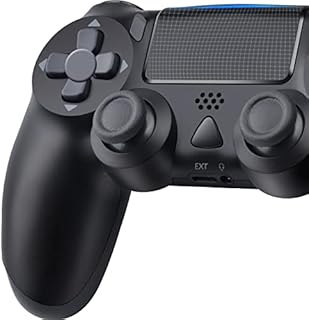 Wireless Controller for PS-4, Dual Vibration Gamepad Compatible with PS-4/Pro/Slim/PS-3, Long Standby Game Remote with Enhanced Analog Joystick/6-Axis/3.5mm Audio Jack/Touchpad/Anti-Slip Grip, Black