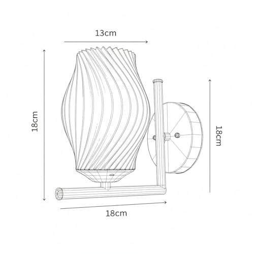 Image of Wall Lamp for Living Room | Wall Light Bedroom, Wall Decor with 7-INCH Unbreakable Polycarbonate Lampshade and Metal Fitting(with Bulb) (Spiral L)