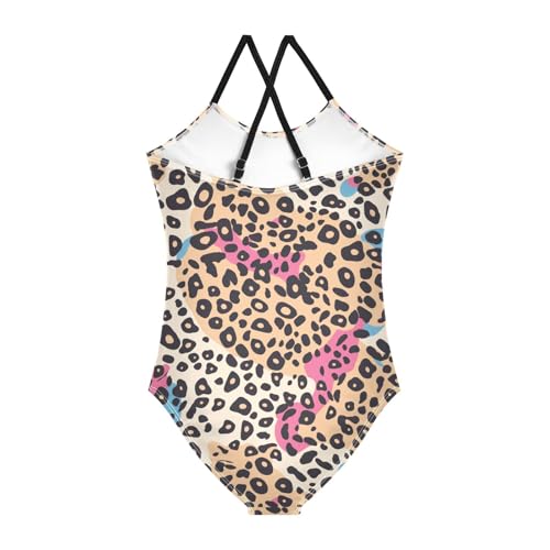 Leopard Print Kids Girls 1 Piecing Swimsuit Beach Swimwear Adjustable Shoulder Strap UPF 50+2