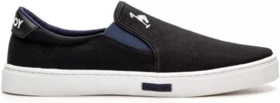 Sapatênis Tênis Slip-On Masculino Polo Joy Calce Fácil Preto