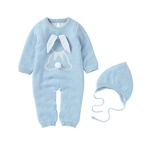 VERSDITAS Baby Knit Romper Jumpsuit Long Sleeve Sweater Knitwear Bodysuit for Boy Girl Blue